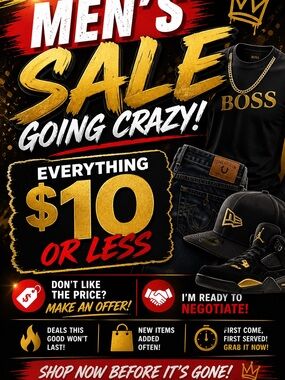 Men’s Clearance Sale Everything $10 Or Less Make Your Fair Offer.